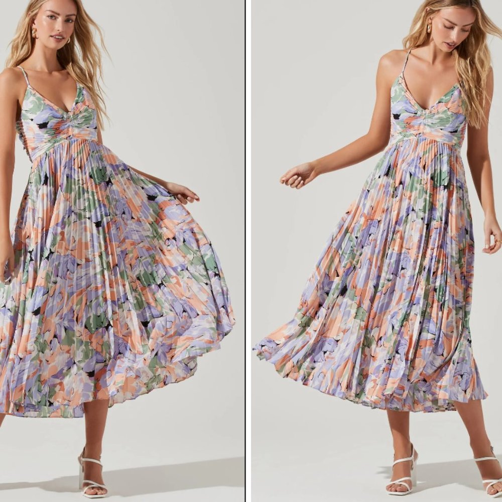 ASTR The Label Blythe Dress (MEDIUM) Coral Multi